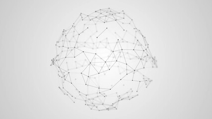 4K Moving lines dots and triangles Globe Sphere Abstract Geometric Loop background. Futuristic globalization interface, Science and technology abstract graphics. social network hologram
