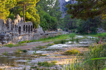 Olympos ancient city, old building, Hellenistic, Roman, Byzantine period ,historical places ,Turkey - Antalya, 