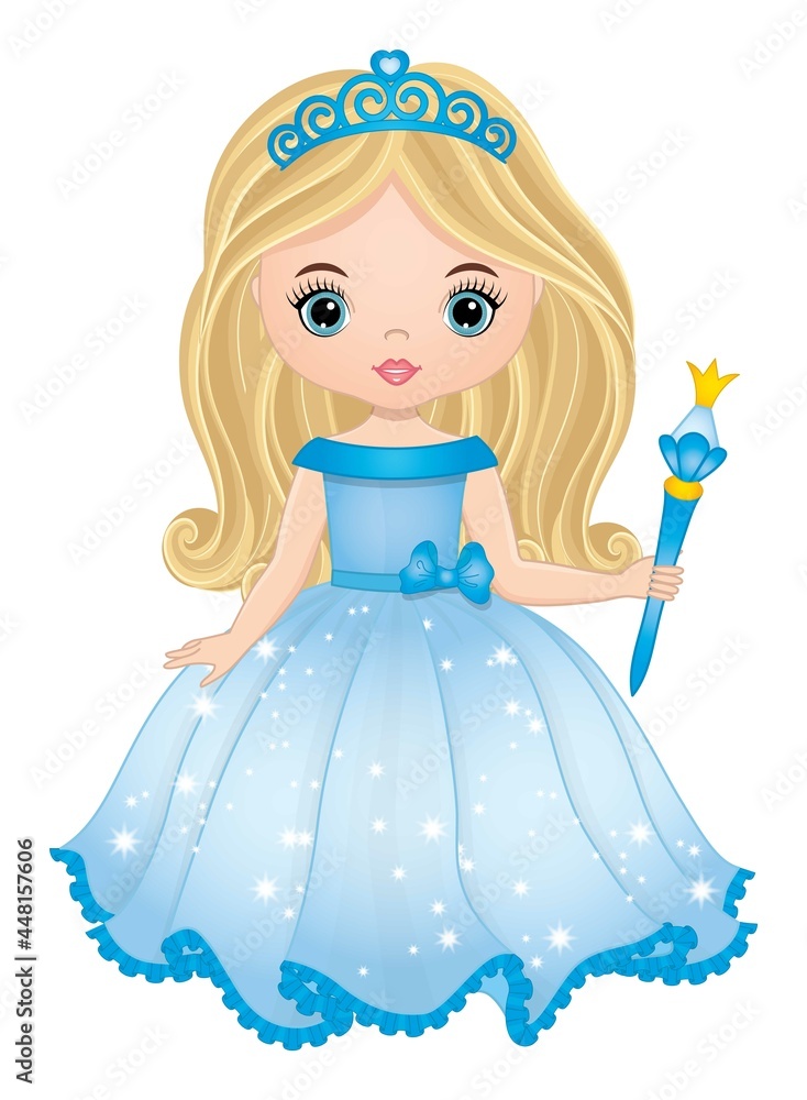 princess holding dress Beautiful cute princess holding her long white dress vector illustration