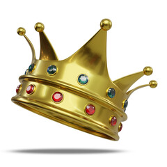 3d rendering of King Golden Color crown with gem