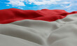 Monaco flag in the wind. Realistic and wavy fabric flag. 3D rendering.