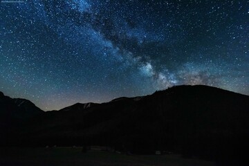 Wall Mural - night photos in the high tatras mountains with a bright starry sky and the milky way