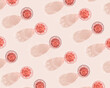 Summer alcohol drink pattern with glass of rose sparkling wine top view, dark shadows on pastel pink background.