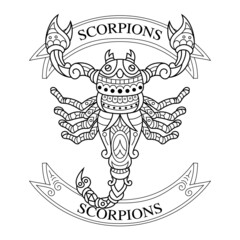 Wall Mural - hand drawn of scorpions in zentangle style