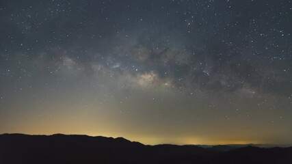 Wall Mural - milky way galaxy time lapse lampang thailand, universe galaxy milky way time lapse, nature blue, dar