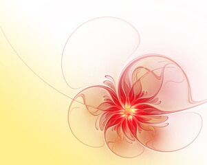 Wall Mural - Fractal beautiful golden-red flower on gradient background