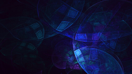Wall Mural - 3D rendering abstract blue fractal light background