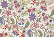 © Elen  Lane - Fantasy flowers in retro, vintage, jacobean embroidery style. Seamless pattern, background. Vector illustration. On army green background.