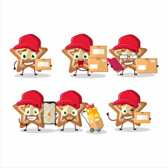 Poster - Cartoon character design of gingerbread star working as a courier