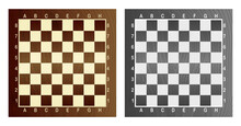Two Empty Chess Board. Concept Of Graphic Vector Illustration. Art Design Checkered, Checkerboard Or Chessboard