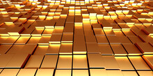 Luxury Golden Background. Gold Glossy Cubes Array