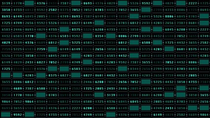 Leinwandbilder - Digital Number Random Data Simulation Algorithm Display 4K Motion Background