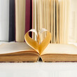 National Book Lovers Day. August 9. The book opens, and the book page rolls into the heart