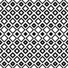 Poster - Quadrangles black and white checker ornament. Vector abstract rhombs pattern. Seamless empty black rhombuses wallpaper.