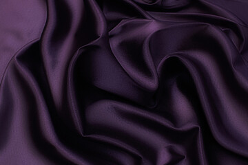 Wall Mural - Silk satin fabric. Eggplant color. Texture, background, pattern.