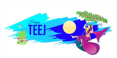 Wall Mural - vector illustration of Indian festival hariyali Teej means green Teej.