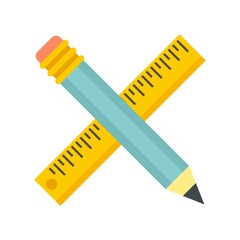 Sticker - Crossed pencil ruler icon flat isolated vector