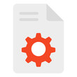 Gear on folded paper, icon of document configuration