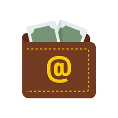 Sticker - Internet money wallet icon flat isolated vector