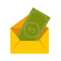 Sticker - Money mail transfer icon flat isolated vector