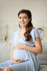 Poster - Young pregnant woman at home