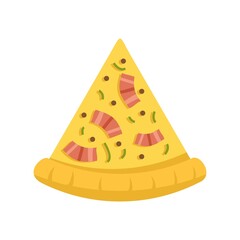 Canvas Print - Baked pizza slice icon flat isolated vector