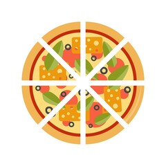 Sticker - Italian pizza icon flat isolated vector