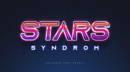 Wall Mural - colorful retro text style with glowing neon effect. editable text style effect