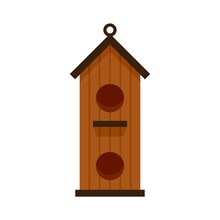 Double Bird House Icon Flat Isolated Vector