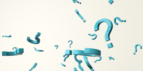 Sticker - Flying scattered question marks - 3D render