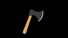 2D Animated Axe Icon, Silhouette Icon, Survival Axe Icon, Elements For Logo, Label, Emblem, Sign, Badge