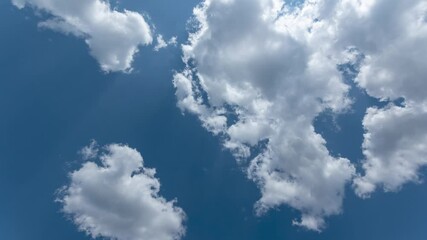 Wall Mural - beautiful perfect peaceful 4k video timelapse of scenic small and big white clouds flying and changi