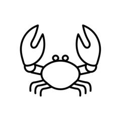 Wall Mural - Crab icon. Seafood flat pictogram for web. Line stroke. Isolated on white background. Outline vector eps10