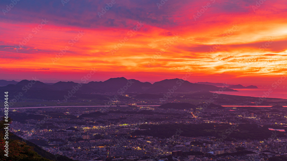 Photo Stock 皿倉山展望台 夕焼け 福岡県 北九州市 | Adobe Stock