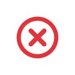 Red cross icon with white background