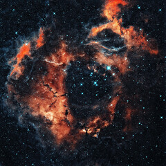 Wall Mural - Square background with Rosette nebula for social media, scientific publications, design and visual effects. High resolution texture for Photoshop and editing. Best wallpaper for science fiction