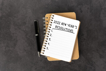 Wall Mural - 2022 New Year's Resolutions Text on Note Pad