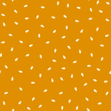 White Sesame Seeds Seamless Pattern. Top Burger With Sesame Seeds. Vector Illustration.