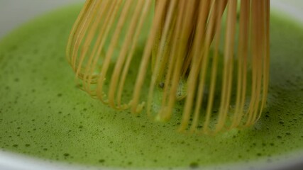 Wall Mural - making matcha tea with traditional japanese bamboo tools