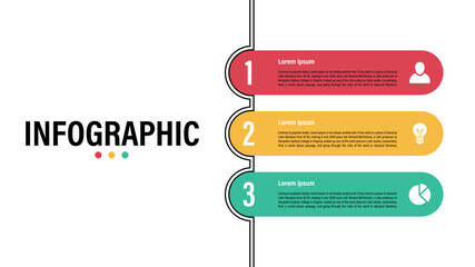 Wall Mural - Infographic design business concept vector illustration with 3 steps or options or processes represent work flow or diagram or web button banner