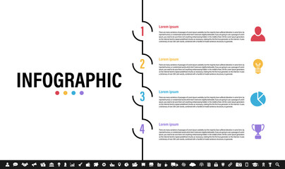 Wall Mural - Infographic design business concept vector illustration with 4 steps or options or processes represent work flow or diagram or web button banner