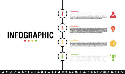 Wall Mural - Infographic design business concept vector illustration with 4 steps or options or processes represent work flow or diagram or web button banner