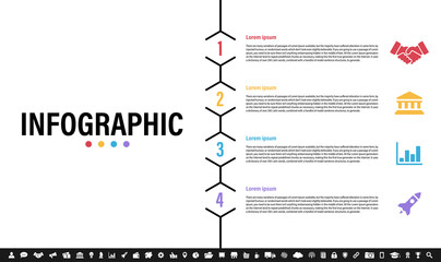 Wall Mural - Infographic design business concept vector illustration with 4 steps or options or processes represent work flow or diagram or web button banner