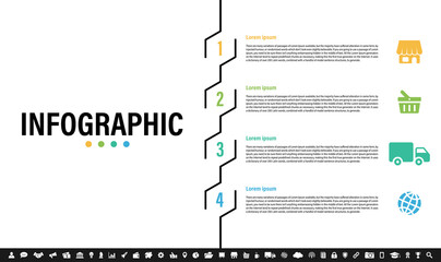 Wall Mural - Infographic design business concept vector illustration with 4 steps or options or processes represent work flow or diagram or web button banner