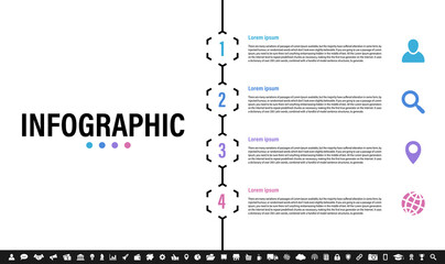 Wall Mural - Infographic design business concept vector illustration with 4 steps or options or processes represent work flow or diagram or web button banner