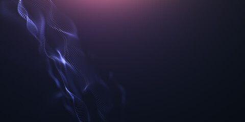 Wall Mural - abstract colorful digital particles wave with bokeh and light background, 3d render wave line dot ba