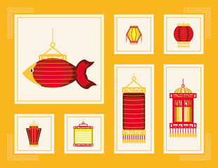 Wall Mural - set of chinese paper lanterns