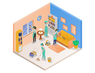 Sticker - Professional Cleaning Service Isometric Composition