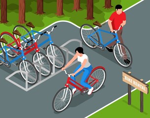 Poster - Bike Rental Isometric Illustration