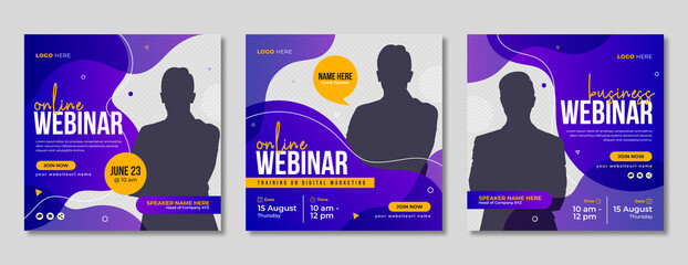 Wall Mural - online webinar social media post template design. corporate conference, workshop, seminar, meet up, 